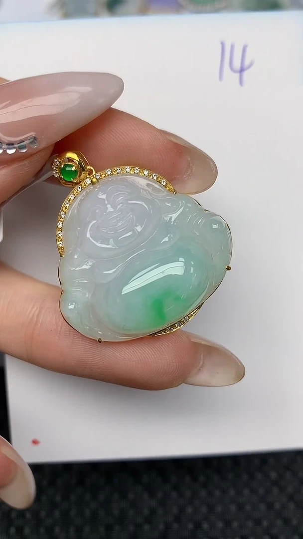 【闪购商品】翡翠颈饰18K金镶嵌天然翡翠A货