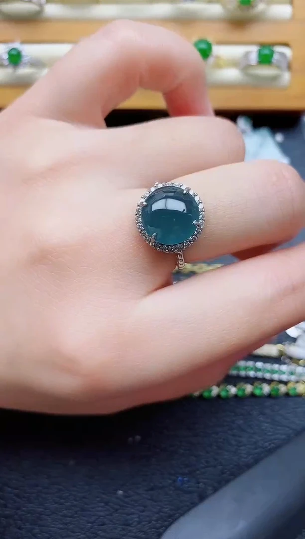 银S925镶嵌戒指翡翠1