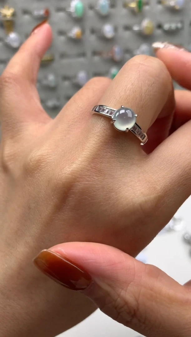 银S925镶嵌戒指翡翠5