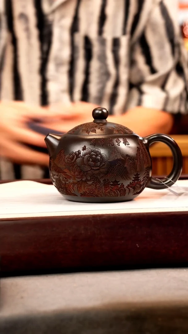 茶壶紫砂石黄 西施 牡丹