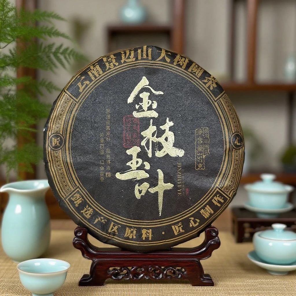 普洱茶熟茶金枝玉叶精选景迈大树原料好茶357gGY