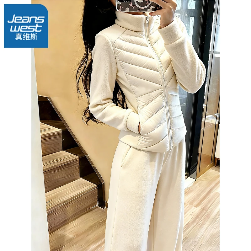 真维斯美式冲锋衣内胆女款冬季修身运动外套轻薄款情侣装排骨服X