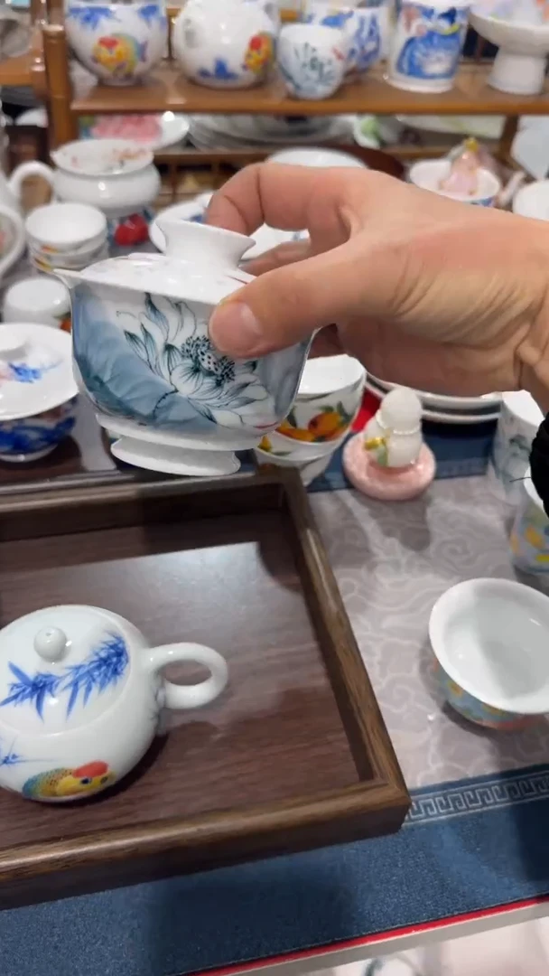 摆件陶瓷景德镇高温瓷（大盖碗）