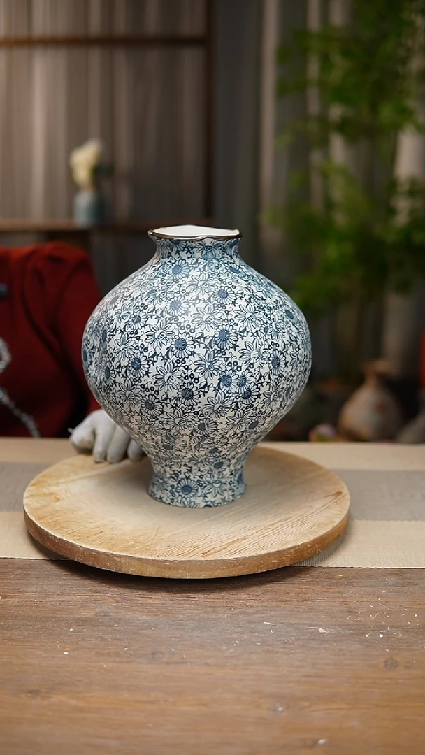 【闪购商品】陶瓷 花器青花瓷向日葵灯笼