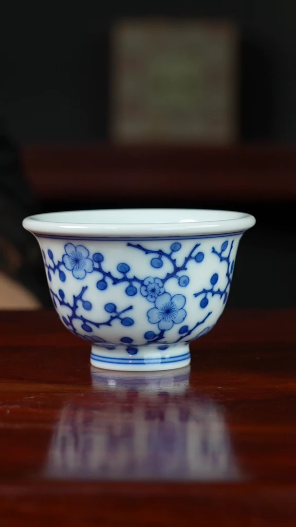 祖传窑真柴窑传承400年冰梅压手杯