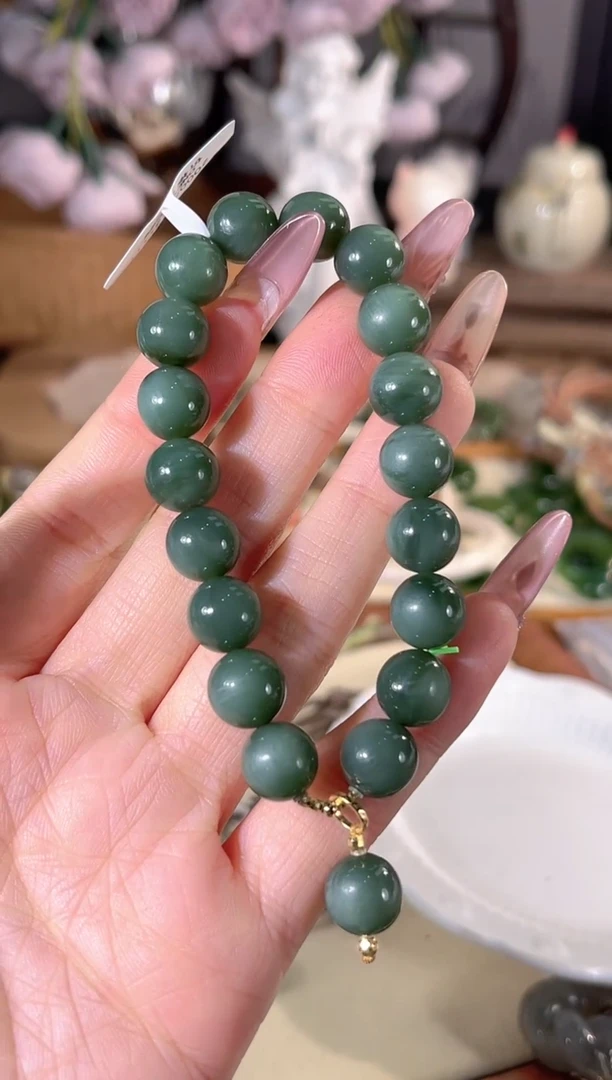 银S925镶嵌手链和田玉多样性发其一孤品默认微瑕