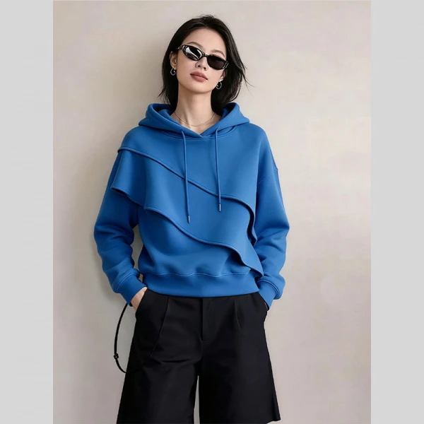 2025秋冬新款时尚气质高级感百搭显瘦宽松上衣女休闲连帽长袖卫衣