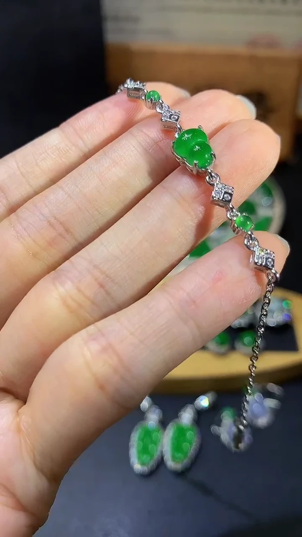 手链翡翠18K金镶嵌团购