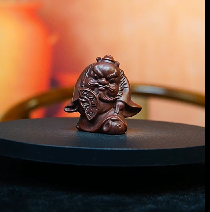 宜兴紫砂 紫 扇子钟馗 大