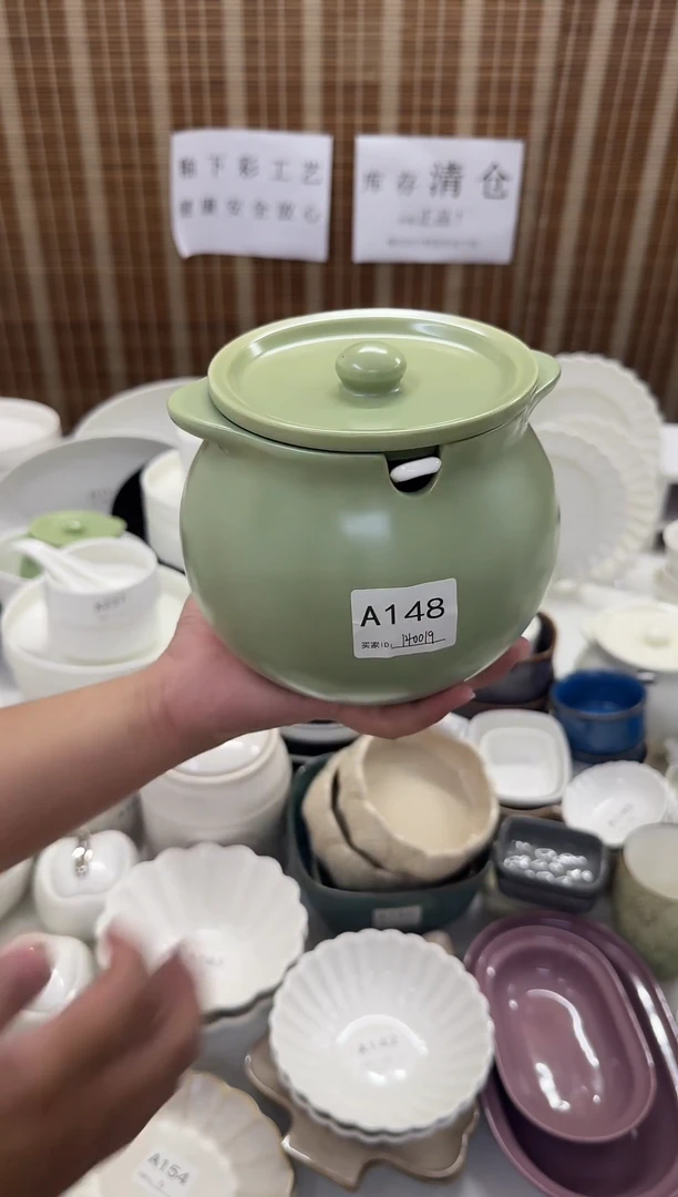 瓷1400ml猪油罐绿色
