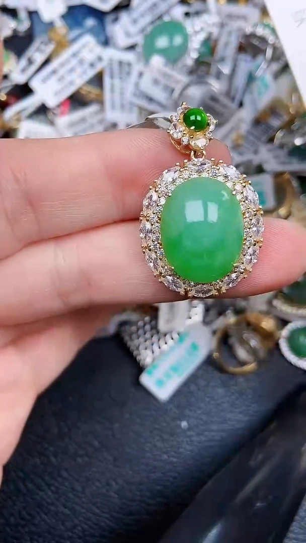 颈饰银S925镶嵌翡翠0142