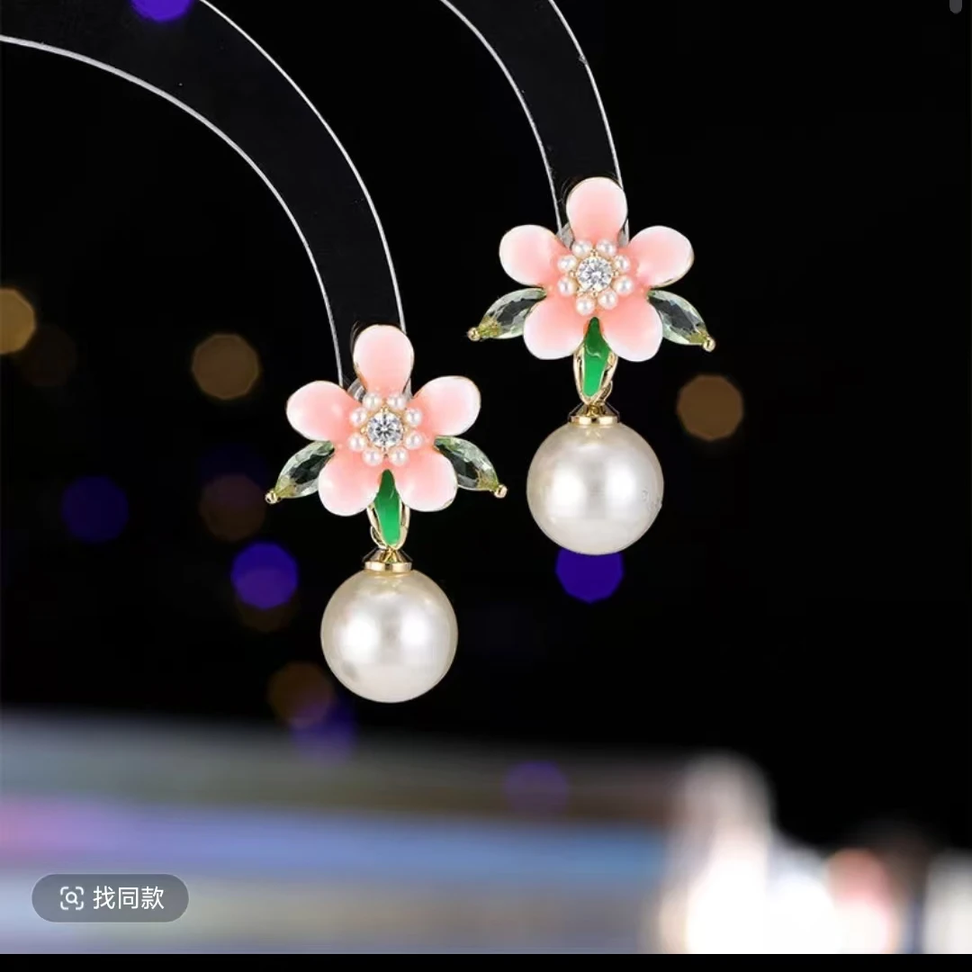 铜合金合成锆石耳饰 时尚气质精致清新甜美优雅小众法式小耳针250