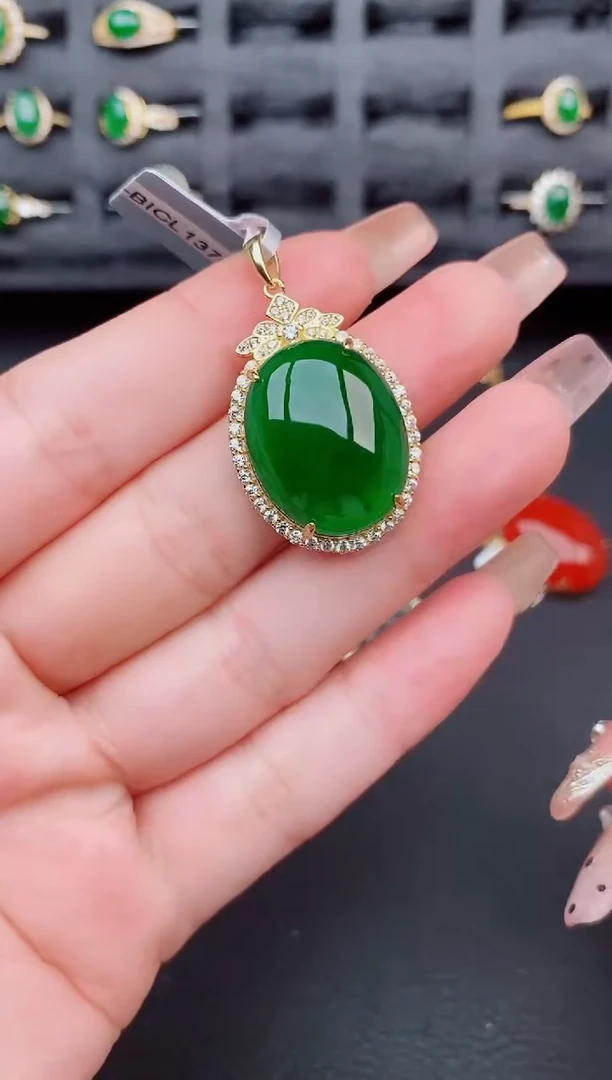 翡翠银S925镶嵌颈饰天然a货翡翠237