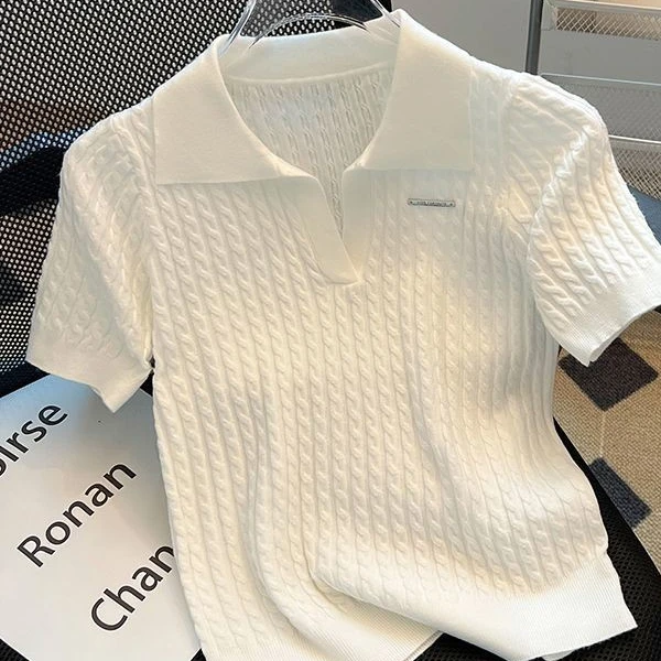 【80-200斤】百搭冰丝白色ol针织上衣薄款宽松显痩巨夏天洋气衣服女