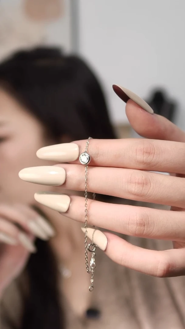 合成碳硅石925银莫桑 孤品50分经典泡泡手链MSS.020