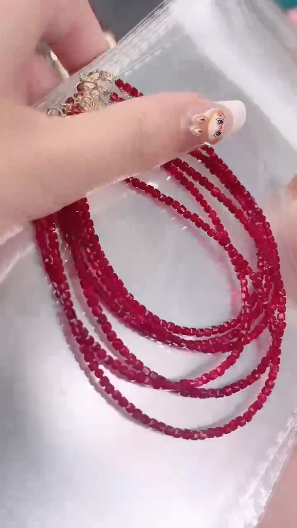 脚链银S925镶嵌红宝石姨妈69