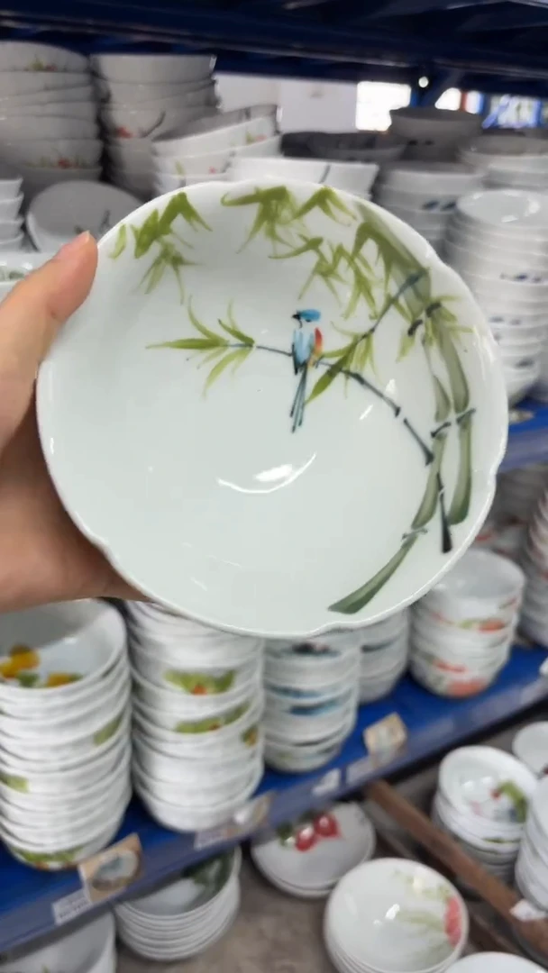 景德镇手绘釉中彩（食品级）高足花口碗