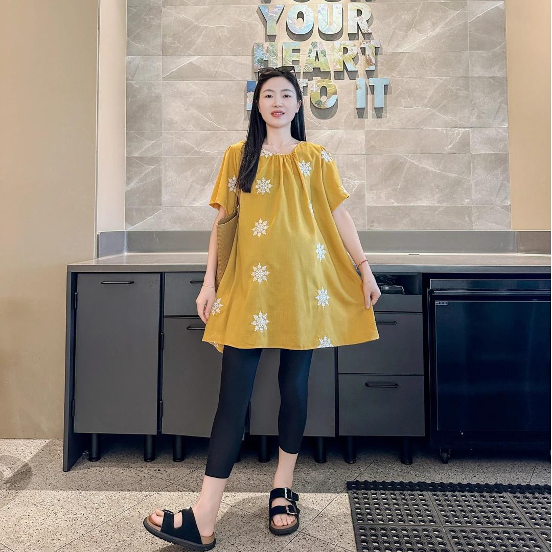 夏季透气孕妇装圆领衬衫韩版洋气时尚短袖潮妈可爱风减龄娃娃衫