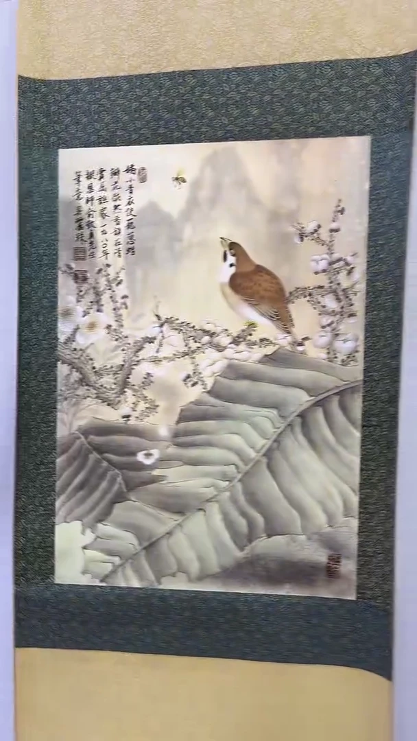 国画吴丽珠-2.7平尺-花鸟轴-带工笔书