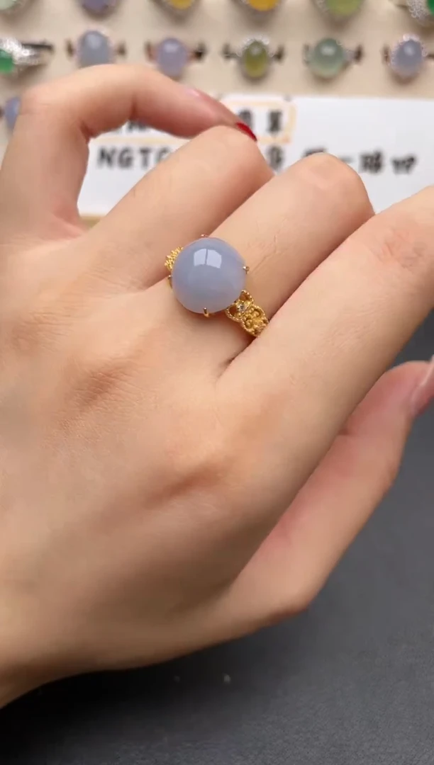 【闪购商品】翡翠戒指银S925镶嵌一物一证一礼盒