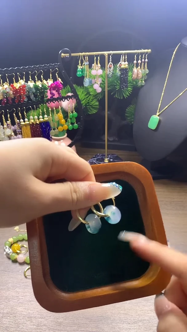 硅化玉银S925镶嵌耳饰304