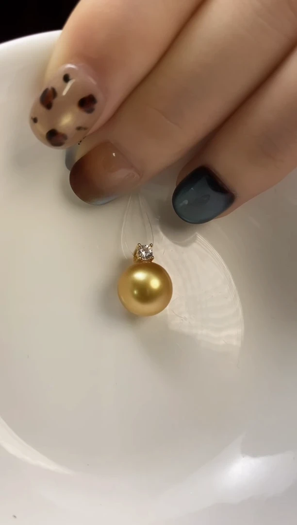 吊坠(不含链)银S925镶嵌海水珍珠10-11南洋金珍珠吊坠