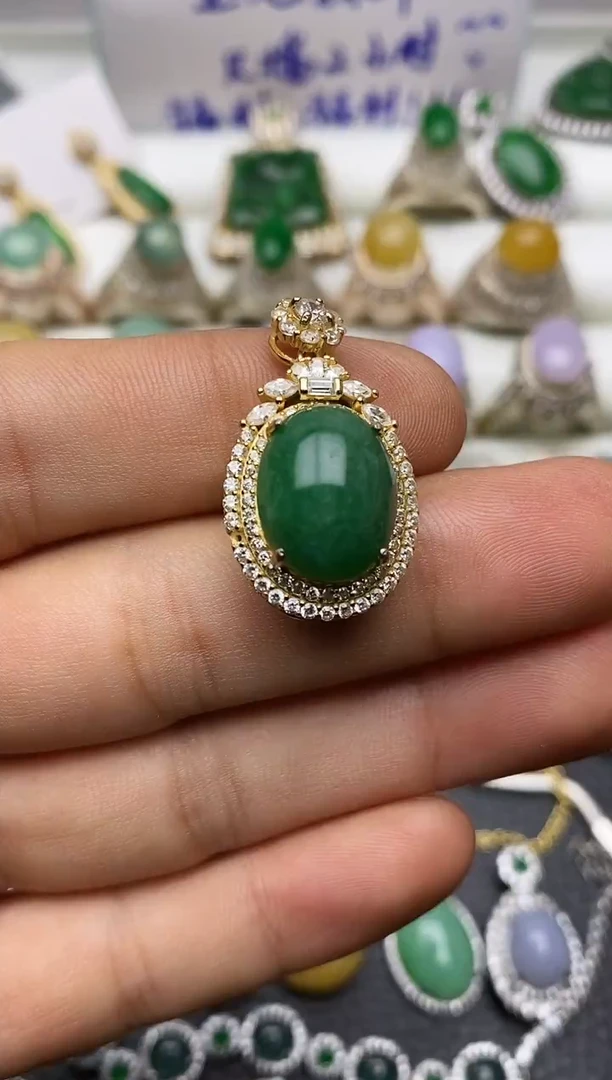 颈饰银S925镶嵌翡翠/0031