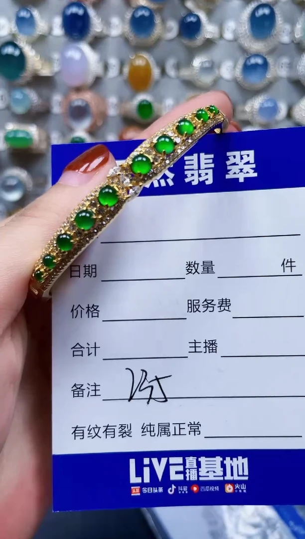 翡翠手镯银S925镶嵌235