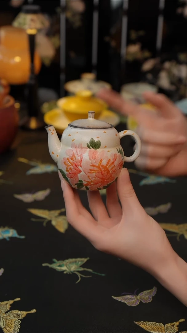 绮彩牡丹  葫芦茶壶