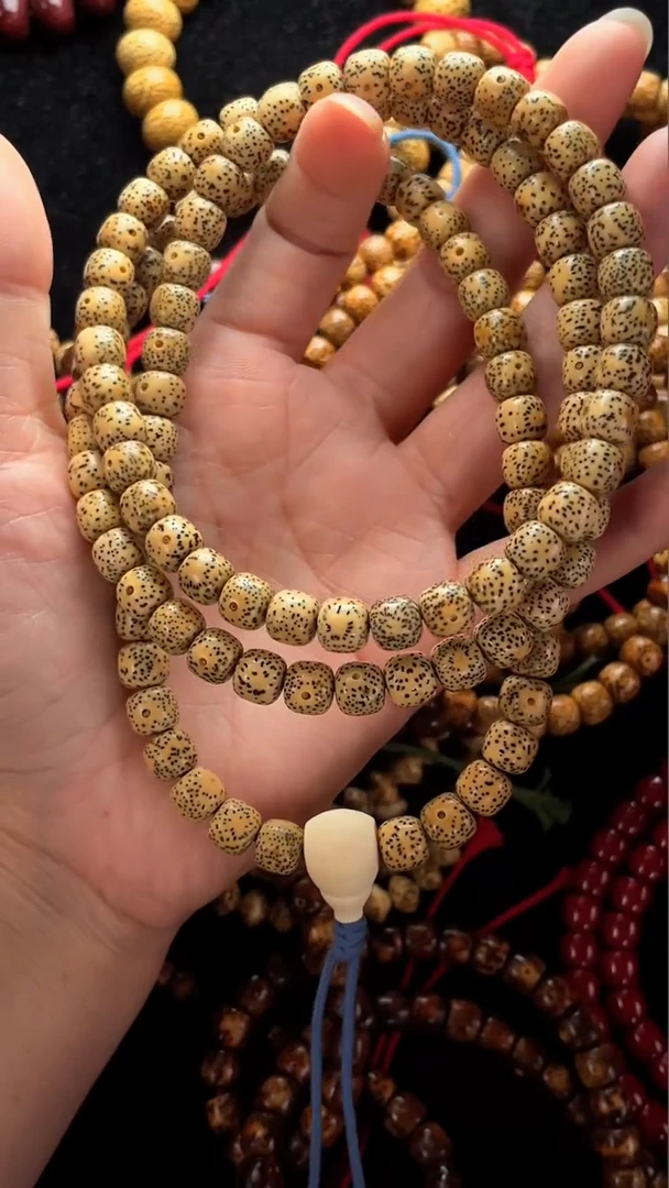 星月菩提吊坠精工陈籽料器三通款桶珠长串8*7