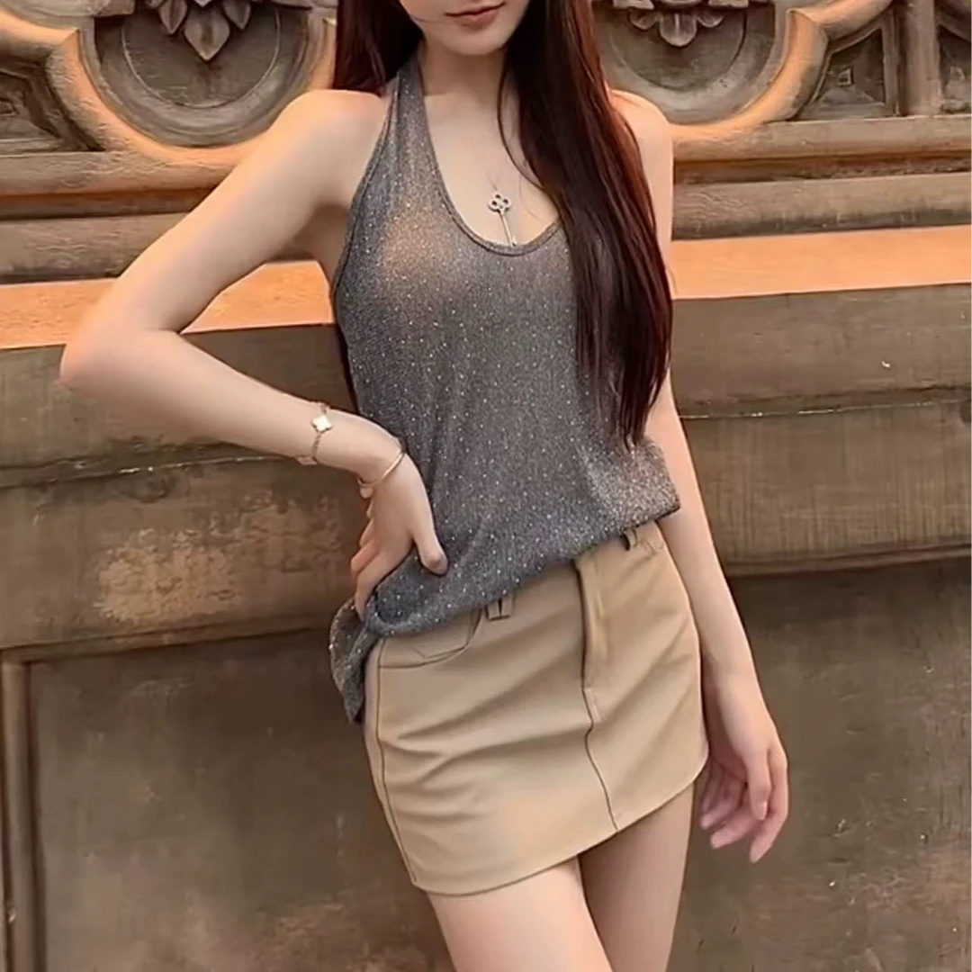000烫钻露背上衣