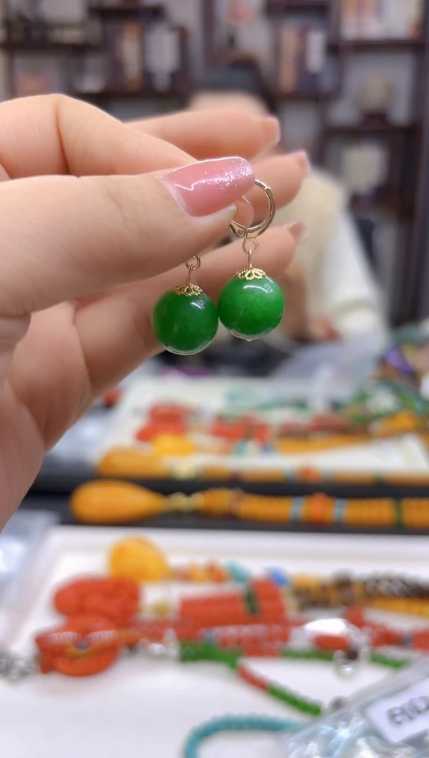 【闪购商品】翡翠耳饰14K金镶嵌耳扣E662