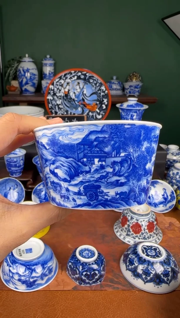 杯仪贤 金陵图直口杯