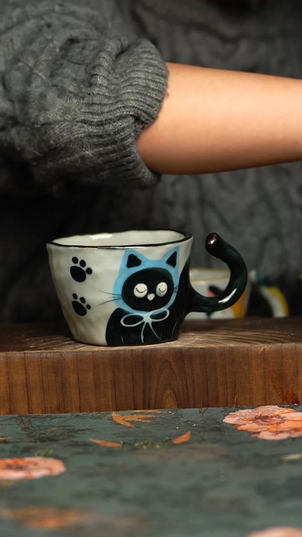 杯釉下彩手工手绘同款陶器