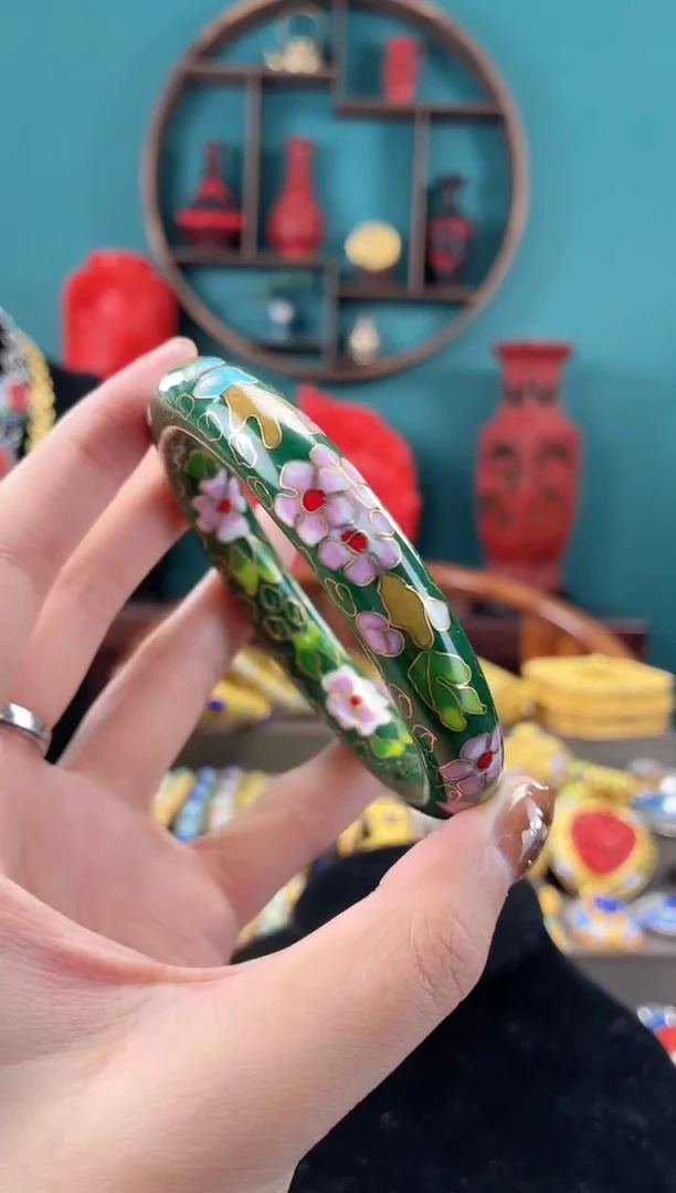 非遗手工景泰蓝镯子绿色