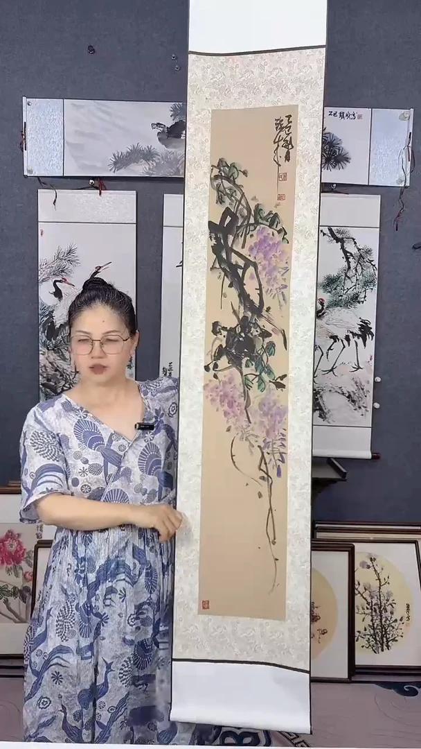 国画175*32吴铁成手绘卷轴