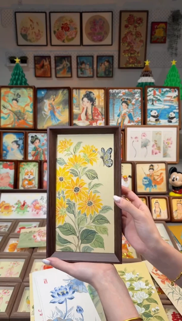 国画向日葵蝴蝶 手绘国画27