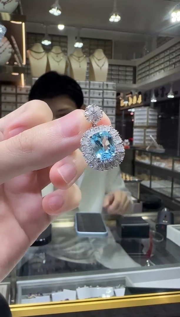 颈饰托帕石银S925镶嵌10*8mm