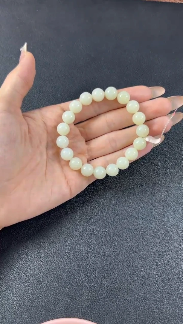 手串未镶嵌和田玉且末微色差米达卡10手串