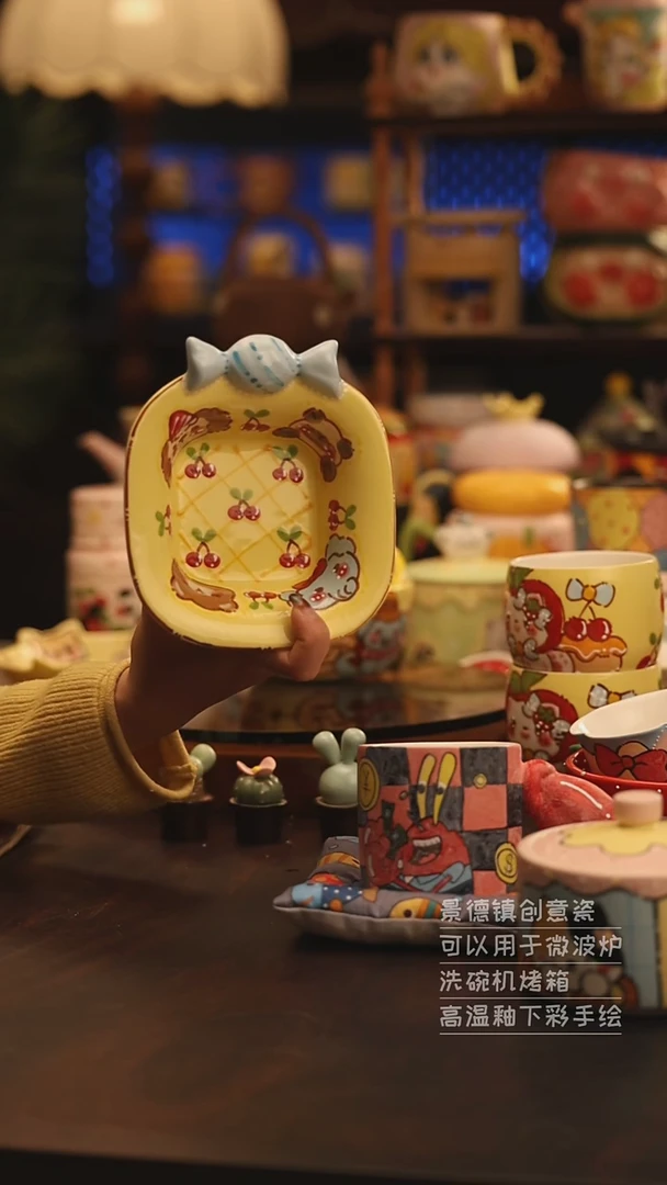 陶瓷景德镇可爱陶瓷釉下彩绘设计师款