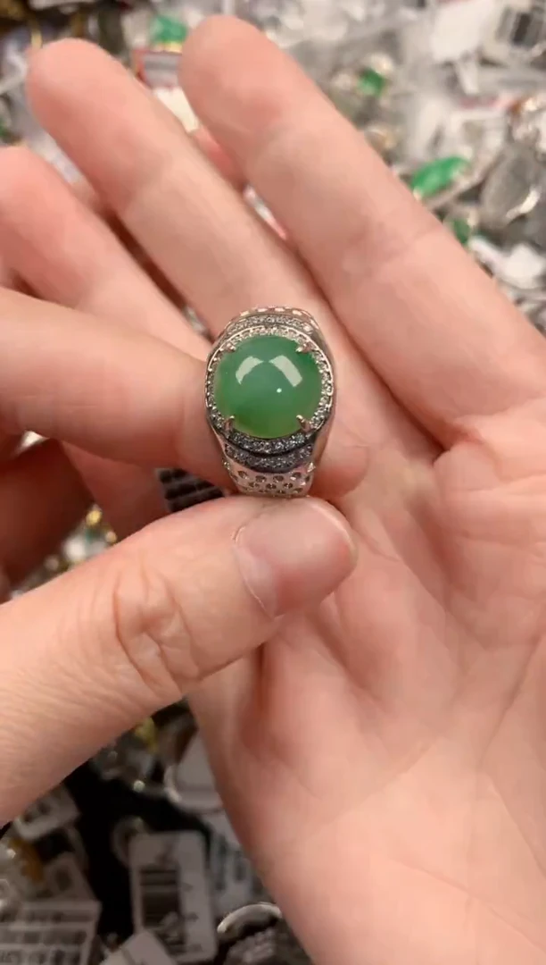 银S925镶嵌戒指翡翠3333-----9
