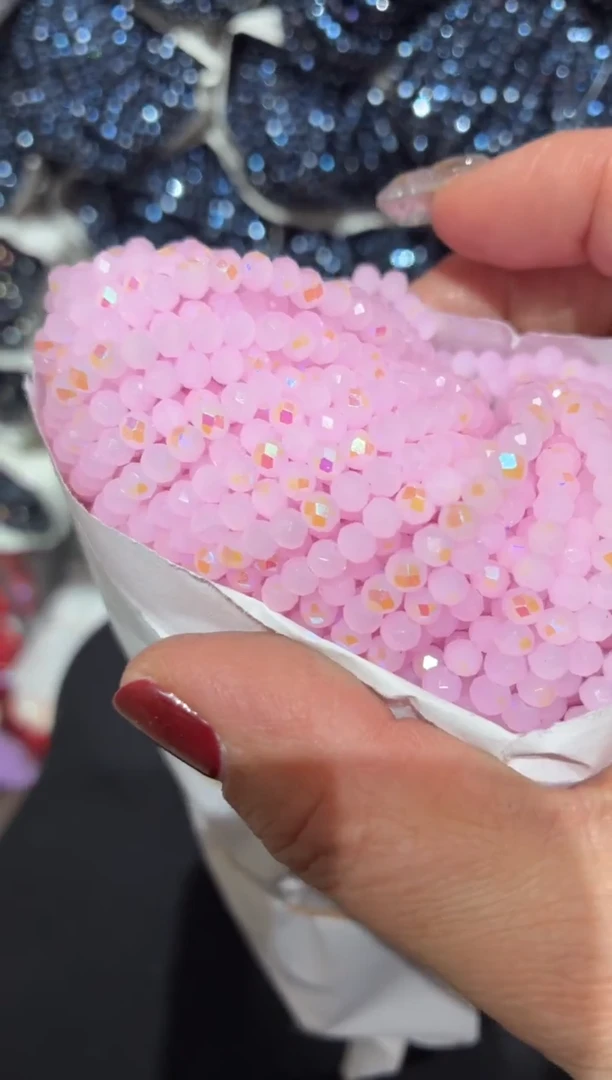 玻璃A107卡4水晶10条微光彩粉玉