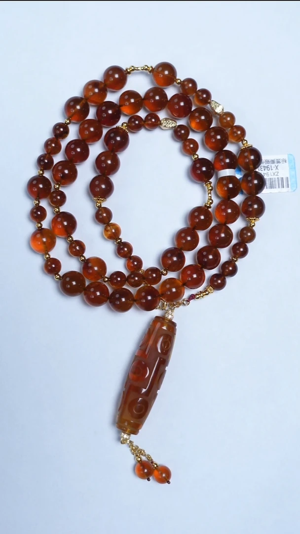 琥珀颈饰未镶嵌缅珀圆珠项链