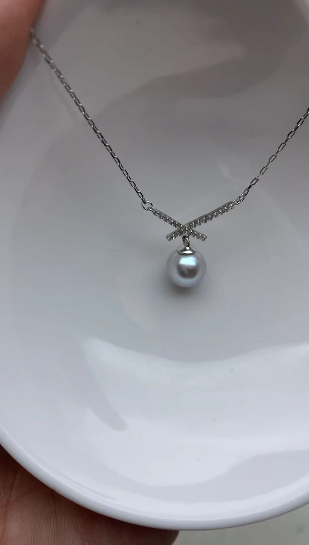 未镶嵌ff海水珍珠akoya灰珠吊坠（赠链）