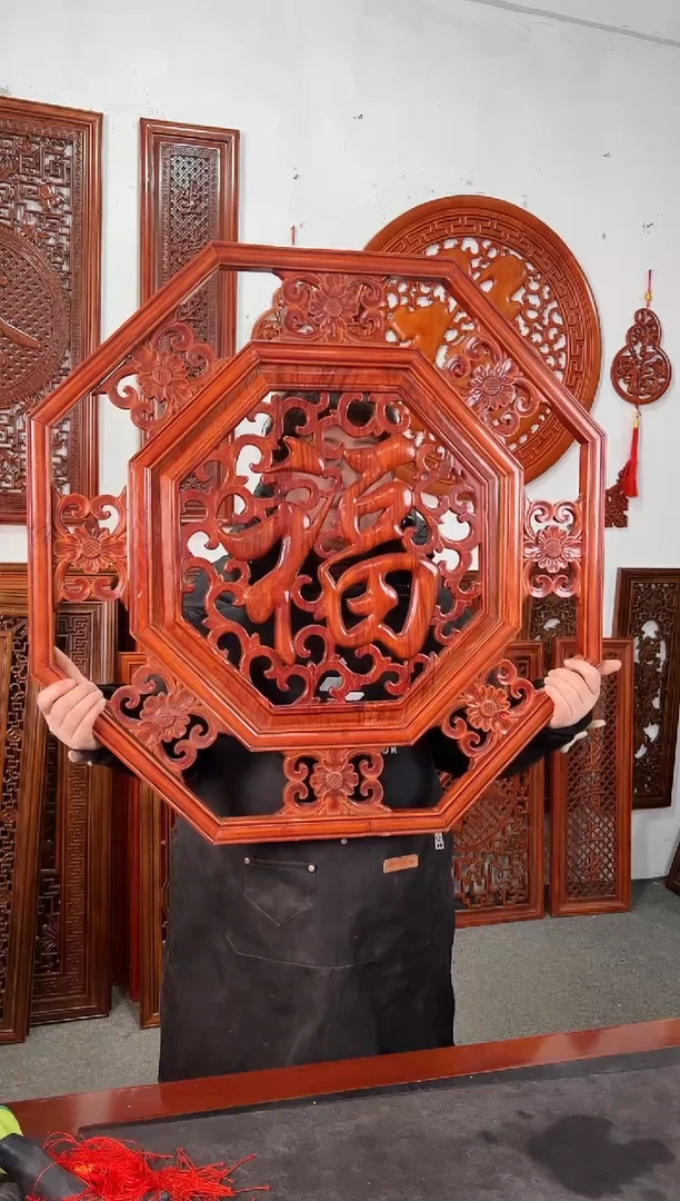 【闪购商品】香樟木木雕80公分  八角 福