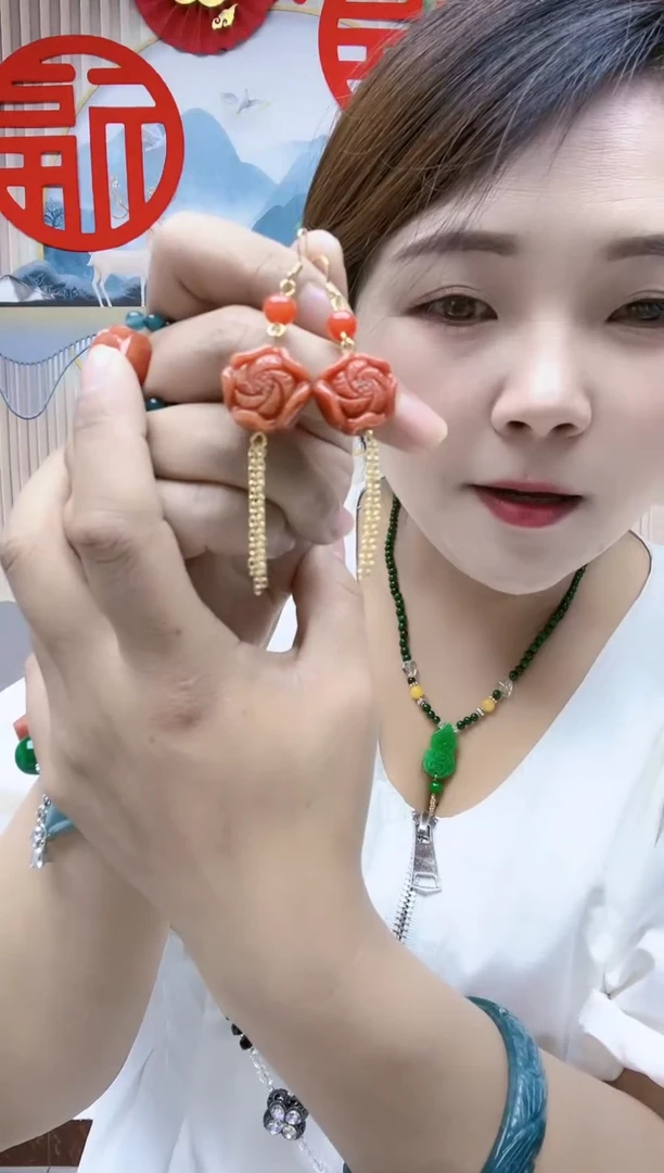 翡翠未镶嵌耳饰A08FDSFSF