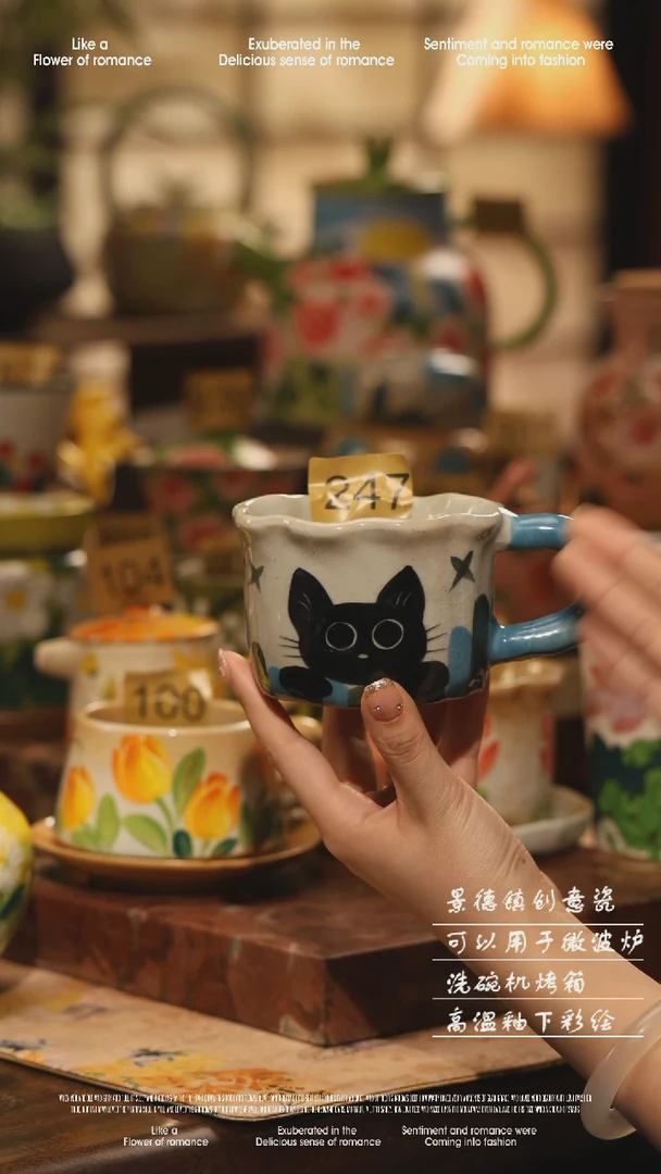 陶瓷景德镇高温手绘釉下彩设计师款式