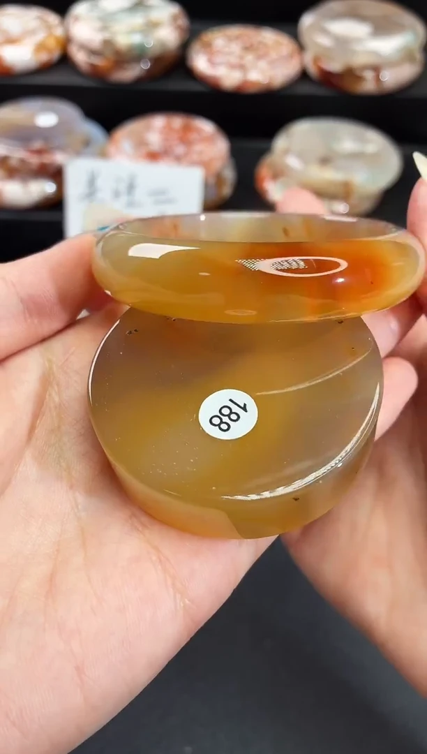 手镯玛瑙/玉髓未镶嵌石英质玉55圈54/55带(赠送镯心)