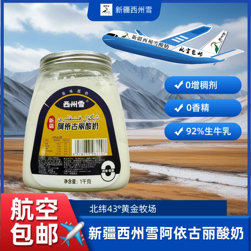 西州雪新疆大桶酸奶1kg发酵型凝固浓稠老酸奶营养风味 航空包邮