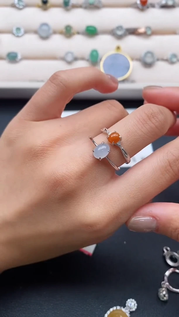 银S925镶嵌戒指翡翠555555+6